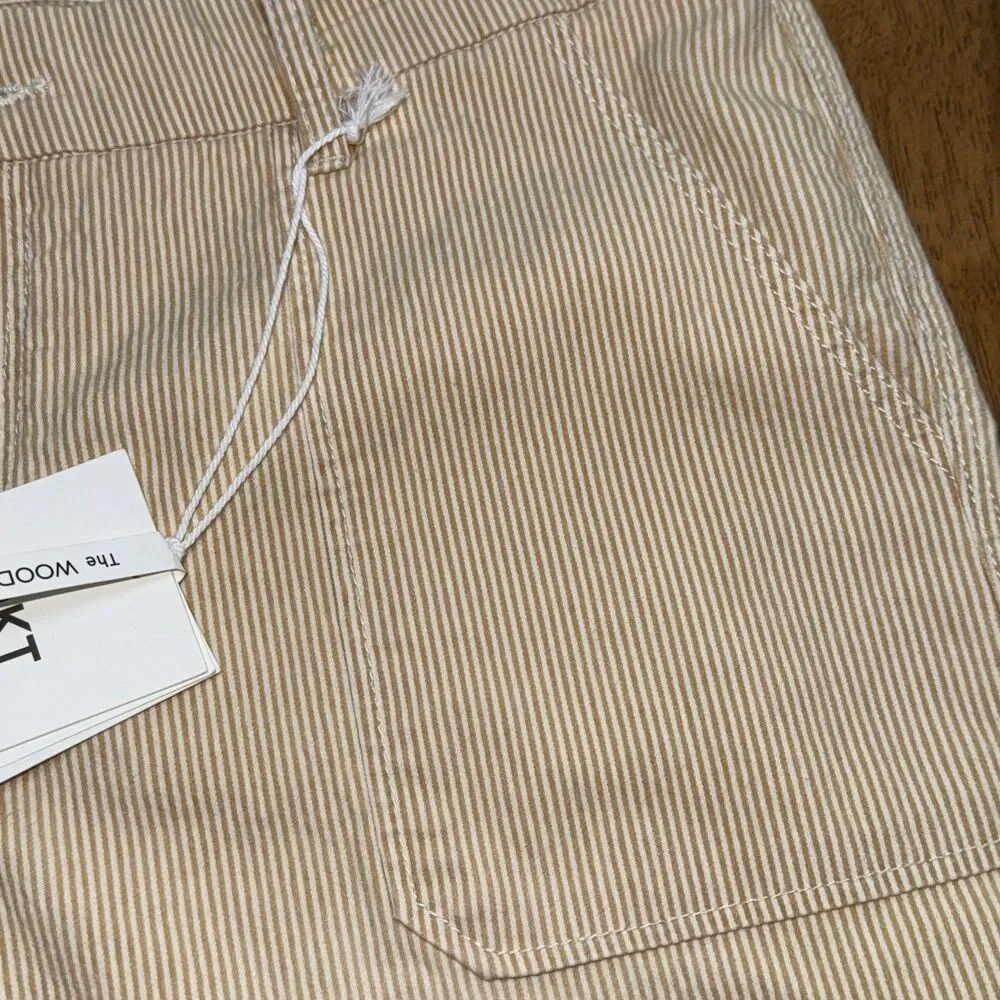 MKT‎ Studio Pinstripe Pants Size 10 US NWT Pale Yellow White Lightweight